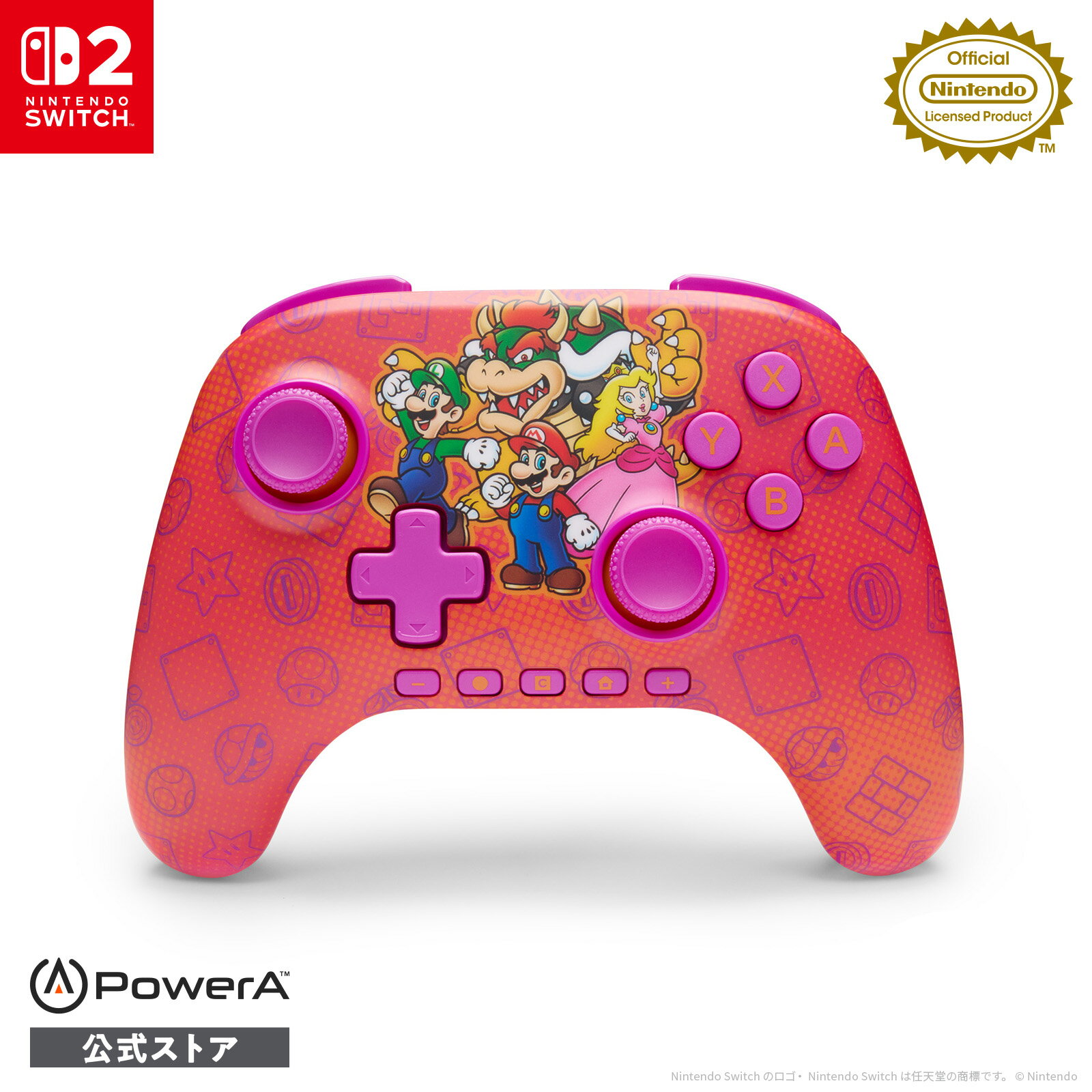 【PowerA 公式ストア】パワーエー アドバンテージ・ワイヤレスコントローラー for Nintendo Switch 2 - マリオ ＆ フレンズ【任天堂公式ライセンス商品】送料無料 国内2年保証