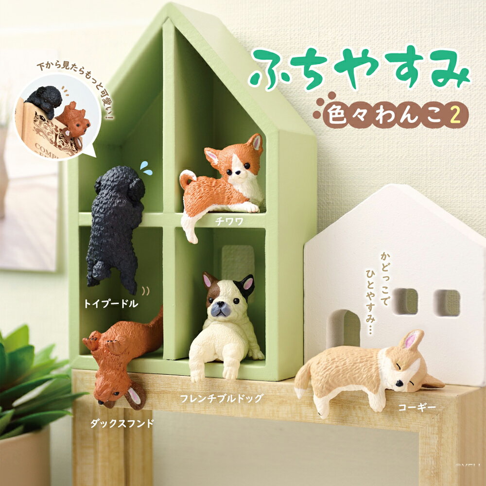 【全5種類セット】ガチャ ガチャガチャ コンプリート 中身 動物 犬 いぬ かわいい フィギュア おもちゃ エール [ ふちやすみ 色々わんこ2 ] トイプードル チワワ ダックスフンド フレンチブルドッグ コーギー
