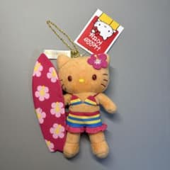 「美品」ハローキティ キティ展　日焼け　サーフボード　ぬいぐるみ　チャーム