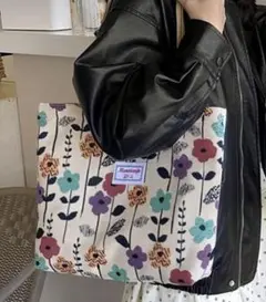 フラワー柄 トートバッグ 花柄 ショルダー 北欧 レッスンバッグ 通勤