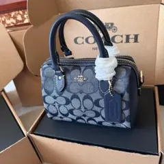COACH 小型ショルダーバッグ ネイビー/グレー