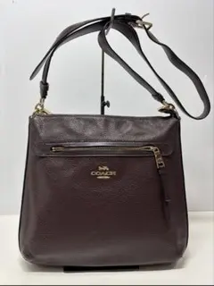 COACH レザー ショルダーバッグ ダークブラウン