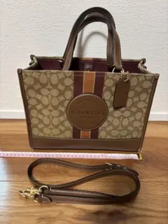 COACH トートバッグ ベージュ/ブラウン/ワインレッド