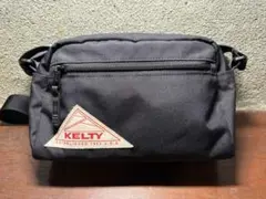 【美品】KELTY ショルダーバッグ フロントポケット付き　ブラック