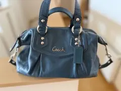 COACH 2way ショルダーバッグ ブルー レザー
