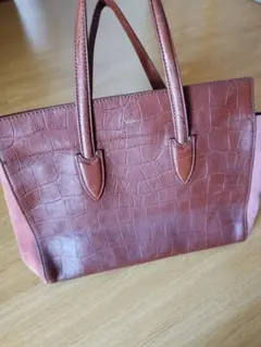 Max Mara クロコ型押し レザー ハンドバッグ ブラウン