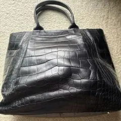 FURLA クロコ型押し トートバッグ ブラック