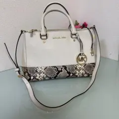 MICHAEL KORS 2WAY バッグ パイソン柄 ホワイト