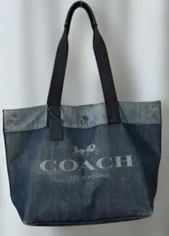 COACH トートバッグ 肩掛け 大容量 A4 デニム インディゴブルー
