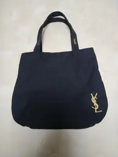 イヴ・サンローラン　トートバッグ　YSL刺繍　ブラック