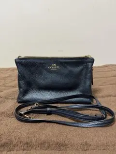 COACH ネイビー レザー ショルダーバッグ