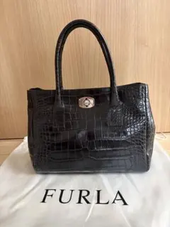 FURLA クロコ型押し ハンドバッグ