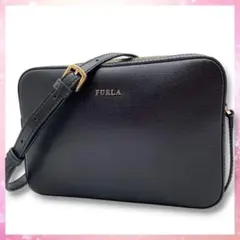 FURLA リリー 黒 ショルダーバッグ ダブルジップ カメラバッグ レザー