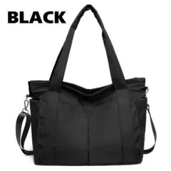 トートバッグ ショルダー 大容量 2WAY 男女兼用 A4 撥水 旅行 通勤 黒