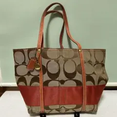COACH トートバッグ ベージュ/レッド