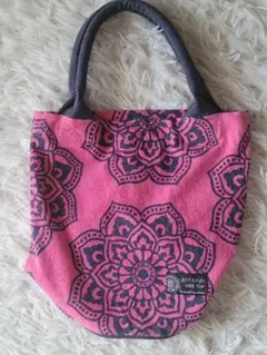 ピンク トートバッグ インド Just Enjoy Have Fun