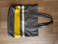 COACH トートバッグ レザー ブラウン イエロー ホワイト