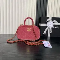 CHANEL ピンク ベルベット ショルダーバッグ