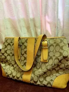Coach トートバッグ ベージュ/イエロー