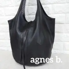 agnes b. レザー トートバッグ バケツ型 ブラック