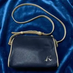 【Kitamura】牛革 斜め掛け ショルダーバッグ ネイビー×ベージュ