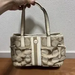 COACH シグネチャー ハンドバッグ ベージュ