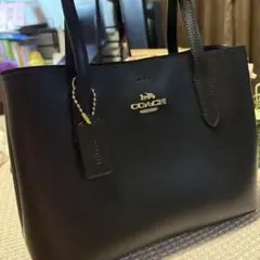 COACH ブラック レザートートバッグ