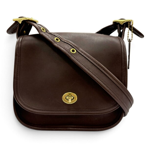 美品☆COACH コーチ ヴィンテージ 9965 オールド コーチ グローブレザー ショルダーバッグ ブラウン レディース 【中古】
