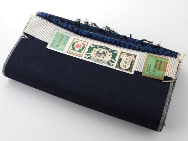 【50％OFF】紳士 奥順謹製 結城紬 はたおり娘 手緒里 正絹 長さ12m 藍色 着物 反物 tu-48-a  【決算SALE】